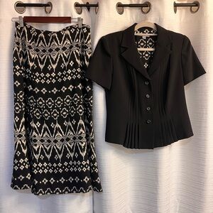 Black and White Patterned Women's Skirt and Shirt set